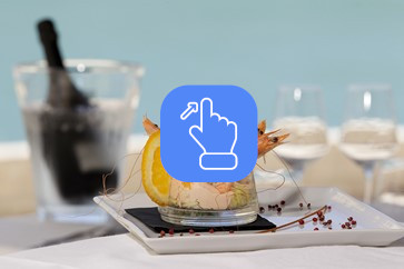 piatto di pesce fresco con icona mano Visualizza il menù